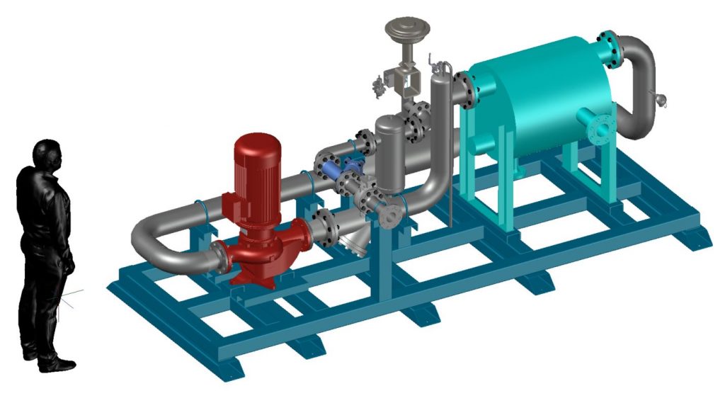 3D modell av reglar och värmeväxlarstationer